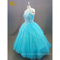 ED Bridal Elegant Ball Gown Real Sample Sleeveless Lace-Up Back Beaded Blue Quinceanera Dress